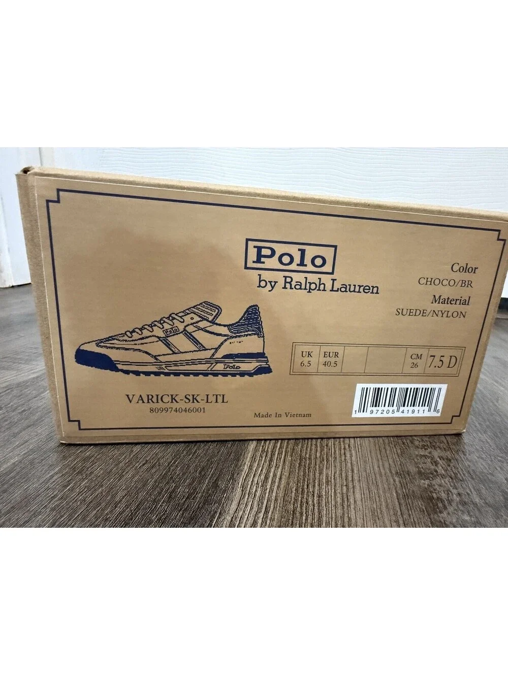 Polo Ralph Lauren Varick Suede-Paneled Sneaker Chocolate Brown Forrest Green 7.5